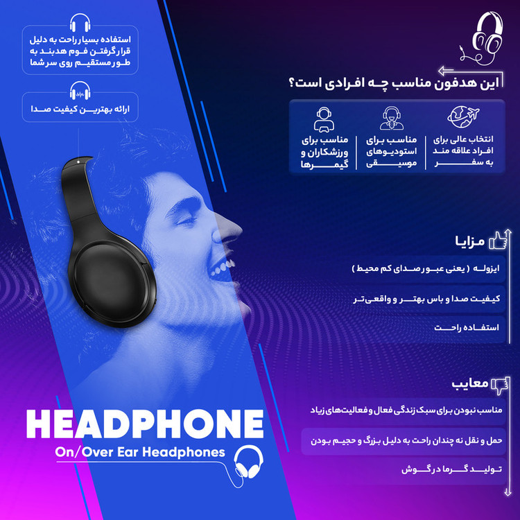 هدفون بی سیم پرباس پلاس مدل WH-700MAX